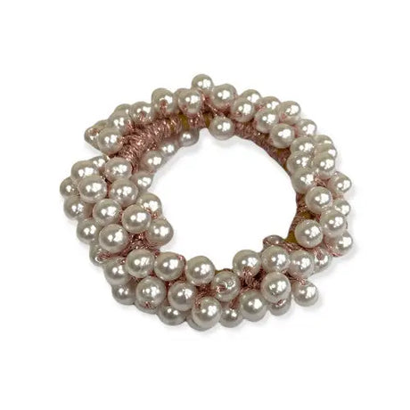 Equetech Pearl Beaded Scrunchie Rose Gold Hair Scrunchies Barnstaple Equestrian Supplies