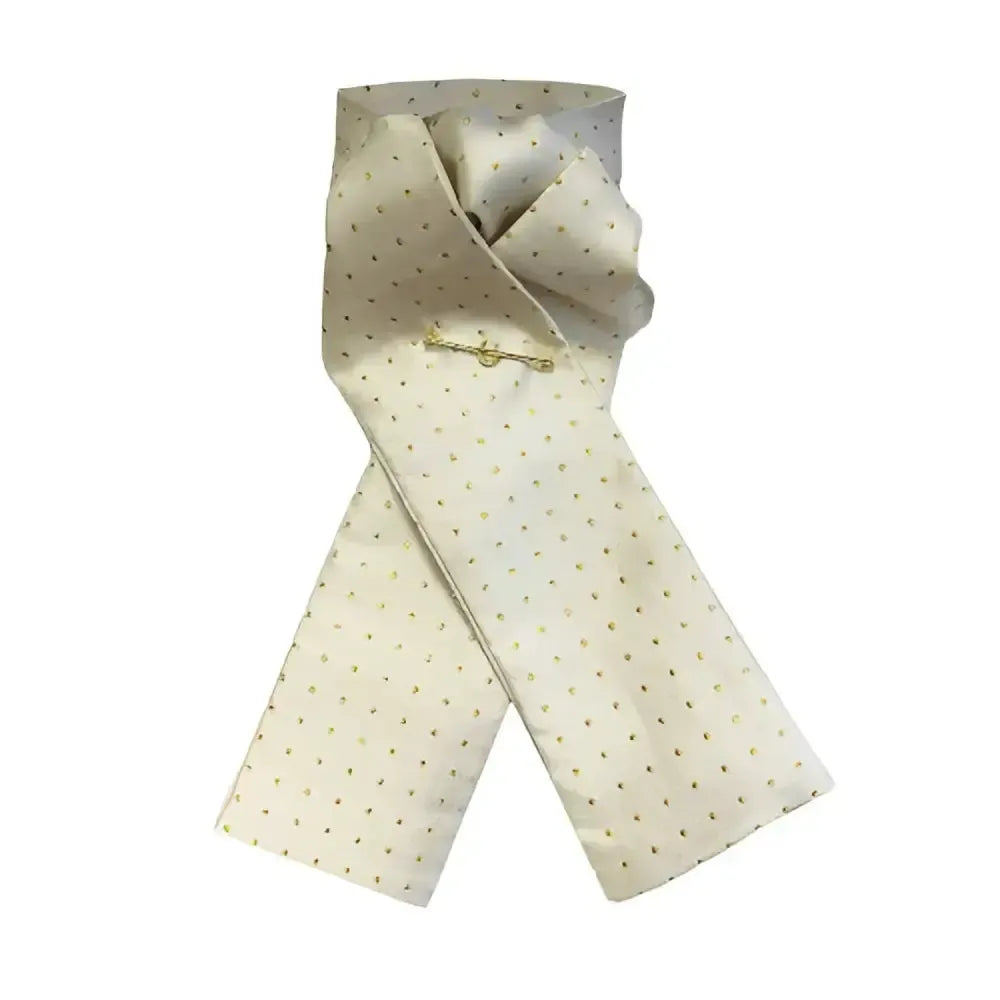 Equetech Pin Spot Riding Stock Cream / Metallic Gold Self Tying Traditional Riding Stocks
