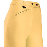 Yellow equetech prima competition jodhpurs with black buttons and zipper pocket fantastic all-round jodhpurs