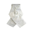 A delicate white satin equetech ready-tied stocks paisley with silver pattern and sparkling stock pin brooch