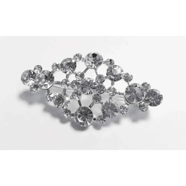 A sparkling silver equetech regency crystal stock pin with a stunning diamante cluster and clear rhinestones