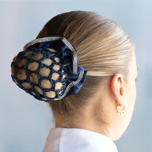 Equetech Satin Deluxe Crystal Hair Scrunchie Navy Hair Scrunchies Barnstaple Equestrian Supplies