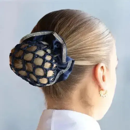 Equetech Satin Deluxe Crystal Hair Scrunchie Navy Hair Scrunchies