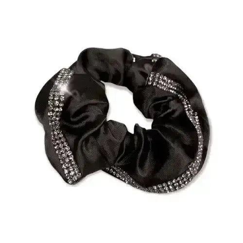 Equetech Satin Deluxe Crystal Hair Scrunchie Black Hair Scrunchies