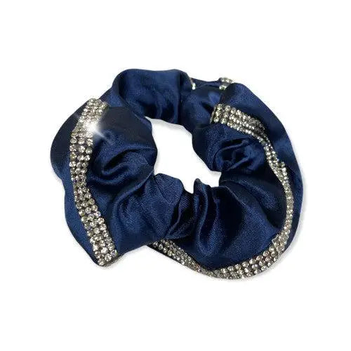 Equetech Satin Deluxe Crystal Hair Scrunchie Black Hair Scrunchies Barnstaple Equestrian Supplies