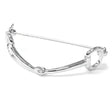 Silver equetech snaffle stock pin brooch with polished metal and intricate knot detailing perfect for equestrian style