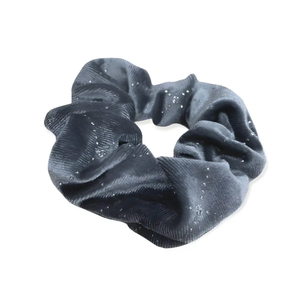 Gray velvet hair scrunchie with sparkly accents from Equetech Solitaire Velvet collection