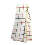 Cream-colored equetech tattersall check riding stocks with black and burgundy plaid pattern for classic style
