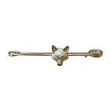 Gold-toned equetech traditional foxhead stock pin with detailed fur texture and polished metal finish