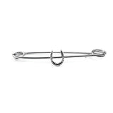 Silver equetech traditional horseshoe stock pin with sleek polished metallic finish and classic horseshoe shape