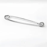 Silver metal safety pin with sleek polished finish in the equetech traditional plain stock pin design