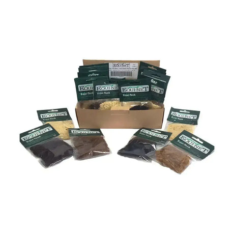 Equi-net hair nets with single sewn join and equi-net features in assorted colors for fly and insect protection packs