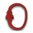 Red rubber equi-ping safety release with o-shaped loop and molded clasp for quick release and metal tethering ring use