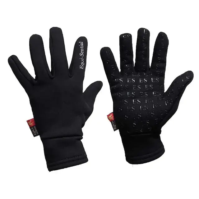 Black equi-sential breton glove with siliconized palm touchscreen gloves featuring textured grip and snug wrist cuff