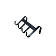 Black metal wall-mounted hook rack with four curved hooks for equi-sential handy hanger equestrian use with horses