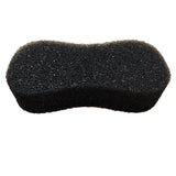 Black dense foam equi-sential power scrub grooming sponge with textured porous surface for effective grooming scrub