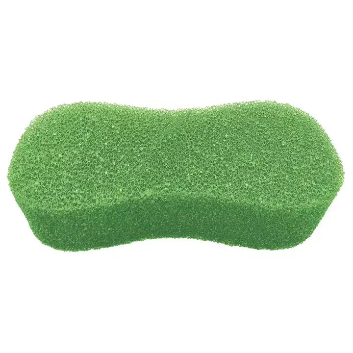 Green textured oval equi-sential power scrub grooming sponge with porous surface for effective scrub grooming use