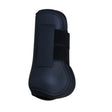 Black equi-sential tendon boots with velcro strap for secure fit protecting horses hooves during riding