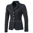 Black royal and langnickel equestrian jacket with white button accents and trim details from equi theme crystal grey line