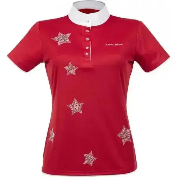 Equi Theme Etoiles Stars Ladies Competition Shirts Short Sleeved Red 36&Quot; Show Shirts