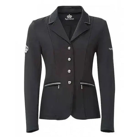 Equi Theme Junior Crystal Competition Riding Jackets - Black Childs 12 Years Show Jackets Barnstaple Equestrian Supplies