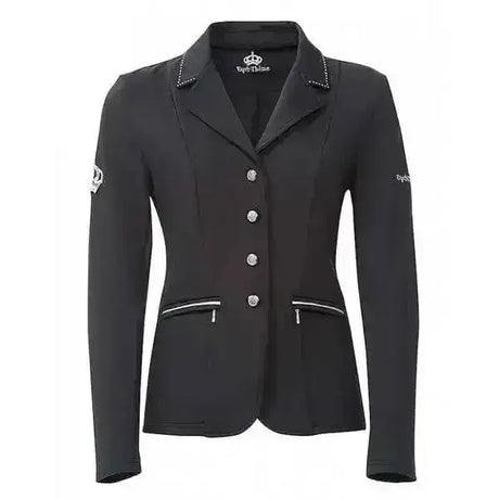 Black pepe jeans equi theme junior crystal equestrian jacket with silver buttons and trim for competition riding