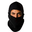 Black fleece equi theme nylon polar balaclava with snug fit and extended neck coverage for winter protection made