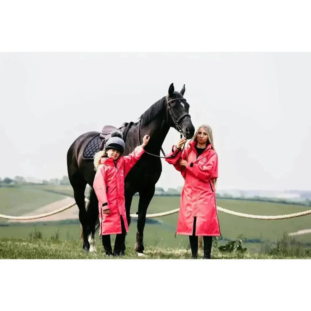 Equidry EQUIMAC Waterproof Riding Jacket Coral / Grey Age 3 - 5 Outdoor Coats & Jackets Barnstaple Equestrian Supplies