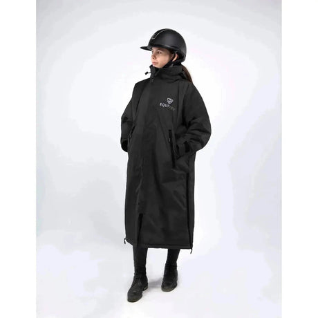 Equidry PRO RIDE Stowaway Waterproof Riding Coats Black / Grey Outdoor Coats & Jackets Age 9 - 12 Barnstaple Equestrian Supplies