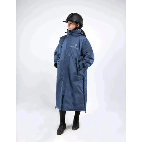 Equidry PRO RIDE Stowaway Waterproof Riding Coats Steel Blue / Grey Outdoor Coats & Jackets Age 3 - 5 Barnstaple Equestrian Supplies