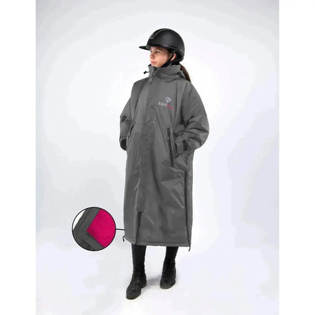 Equidry PRO RIDE Stowaway Waterproof Riding Over Coats Charcoal and Peacock Pink Outdoor Coats & Jackets Small Barnstaple Equestrian Supplies