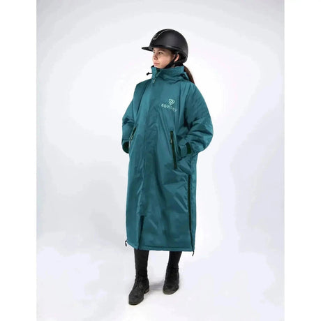 Equidry PRO RIDE Waterproof Riding Over Coats Teal Outer / Grey Fleece Lining Outdoor Coats & Jackets Small Barnstaple Equestrian Supplies