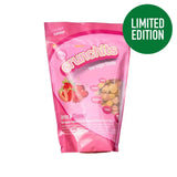 Pink plastic bag of equilibrium crunchits berries low sugar horse treats packed with nuts and berries & cherries flavors