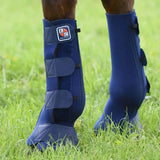 Navy blue equi-chaps hardy horse leg wraps with adjustable velcro straps and reinforced stitching for tough turnout protection