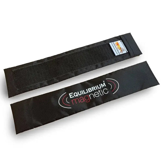 Black fabric equilibrium magnetic spare magnet strap with white and pink logo and velcro closure for magnet support mobility