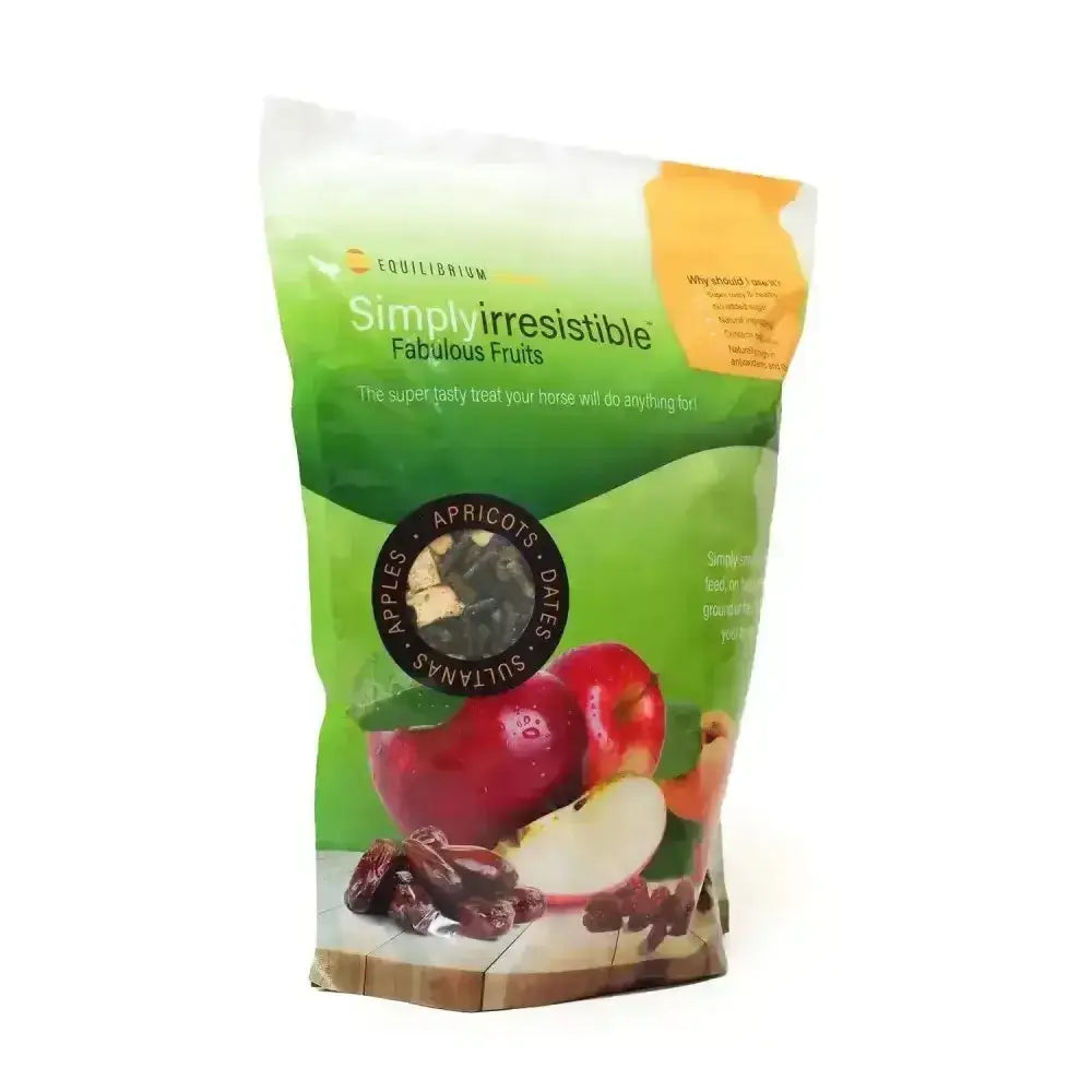 Equilibrium simply irresistible fabulous fruits horse treats in green and orange pack with apples apricots dates sultanas images