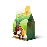 Green and white resealable bag of equilibrium simply irresistible fabulous fruits horse treats with blended fruits