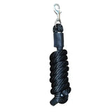 Black braided equilibrium stellar lead rope with silver metal clip and black plastic end caps for easy handling