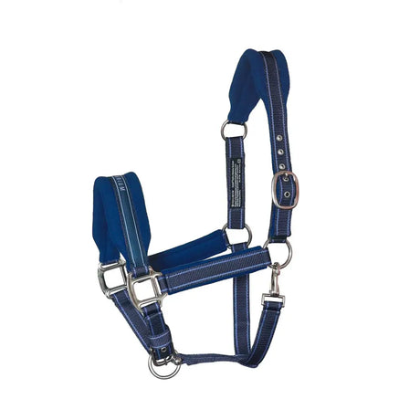 Blue equilibrium stellar style headcollar navy with padded straps and silver metal hardware for horses