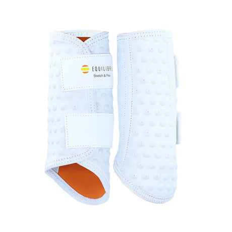 White equilibrio stretch flex flatwork wraps with orange lining ideal for flexible schooling and leg support