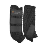 Black equilibrium stretch flex training wraps with textured dotted surface and adjustable straps for actively breathable support