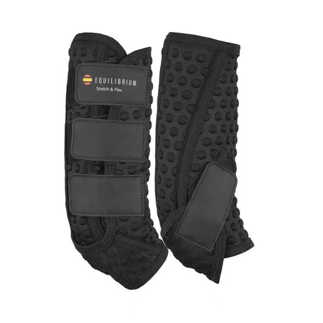 Black equilibrium stretch flex training wraps with textured dotted surface and adjustable straps for actively breathable support