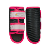 Bright pink and black equilibrium tri-zone brushing boots with breathable mesh and scientifically tested tri-zone design