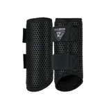 Black equilibrium tri-zone brushing boots with honeycomb mesh and adjustable velcro straps for horse leg protection boot scientifically tested