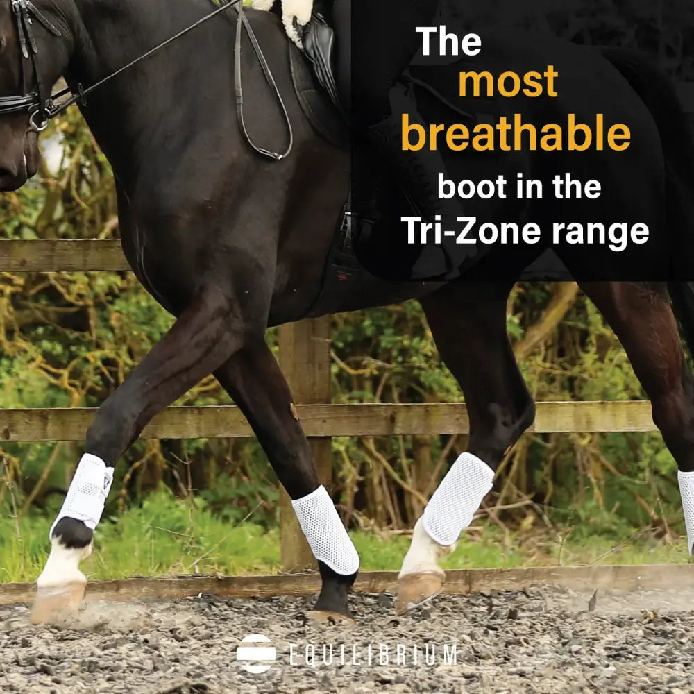 Equilibrium tri-zone brushing boots white breathable mesh horse boot scientifically tested for tri-zone support
