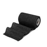 Black textured equimed 10cm vetwrap single with woven fabric design and adhesive backing for secure wrap use