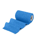 Equimed 10cm vetwrap single bright blue textured elastic wrap roll with woven fabric surface for secure vet use