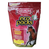Red and pink plastic bag of equimins cooked linseed eco packs feed balancer spec supplement for horses
