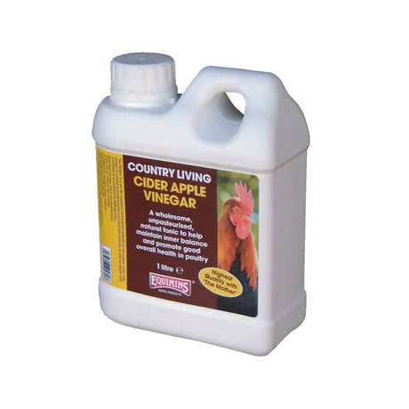 White plastic jug of equimins country living cider apple vinegar with 1 litre capacity for natural health use