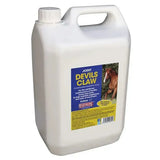 White plastic jug with handle and cap labeled equimins devils claw liquid for horse joint health supplement